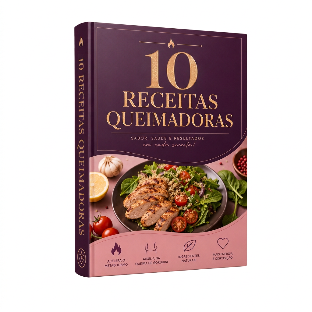 Mockup 3D — 10 Receitas Queimadoras de Gordura